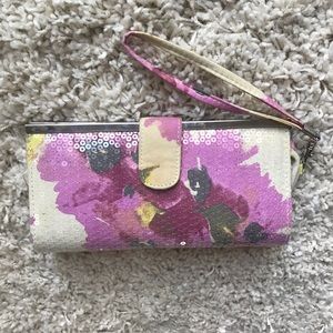 Adorable sequin floral clutch